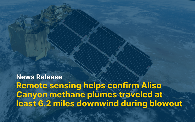 aliso-remote-sensing-2025 Sentinel-2 satellite in space with overlay copy: Remote sensing helps confirm Aliso Canyon methane plumes traveled at least 6.2 miles downwind during blowout